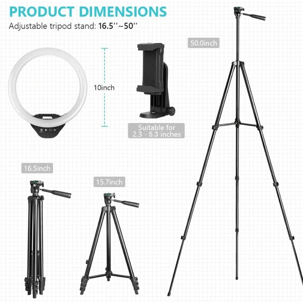 NEW Sensyne 10” Ring Light with 50” extendable tripod